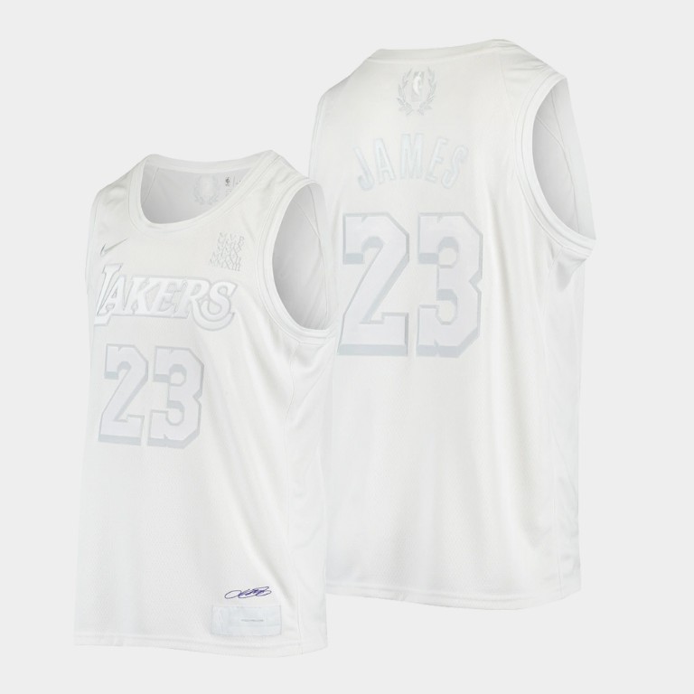Men's Los Angeles Lakers LeBron James #23 NBA Authentic Statement Edition MVP White Basketball Jersey QHJ3083YG